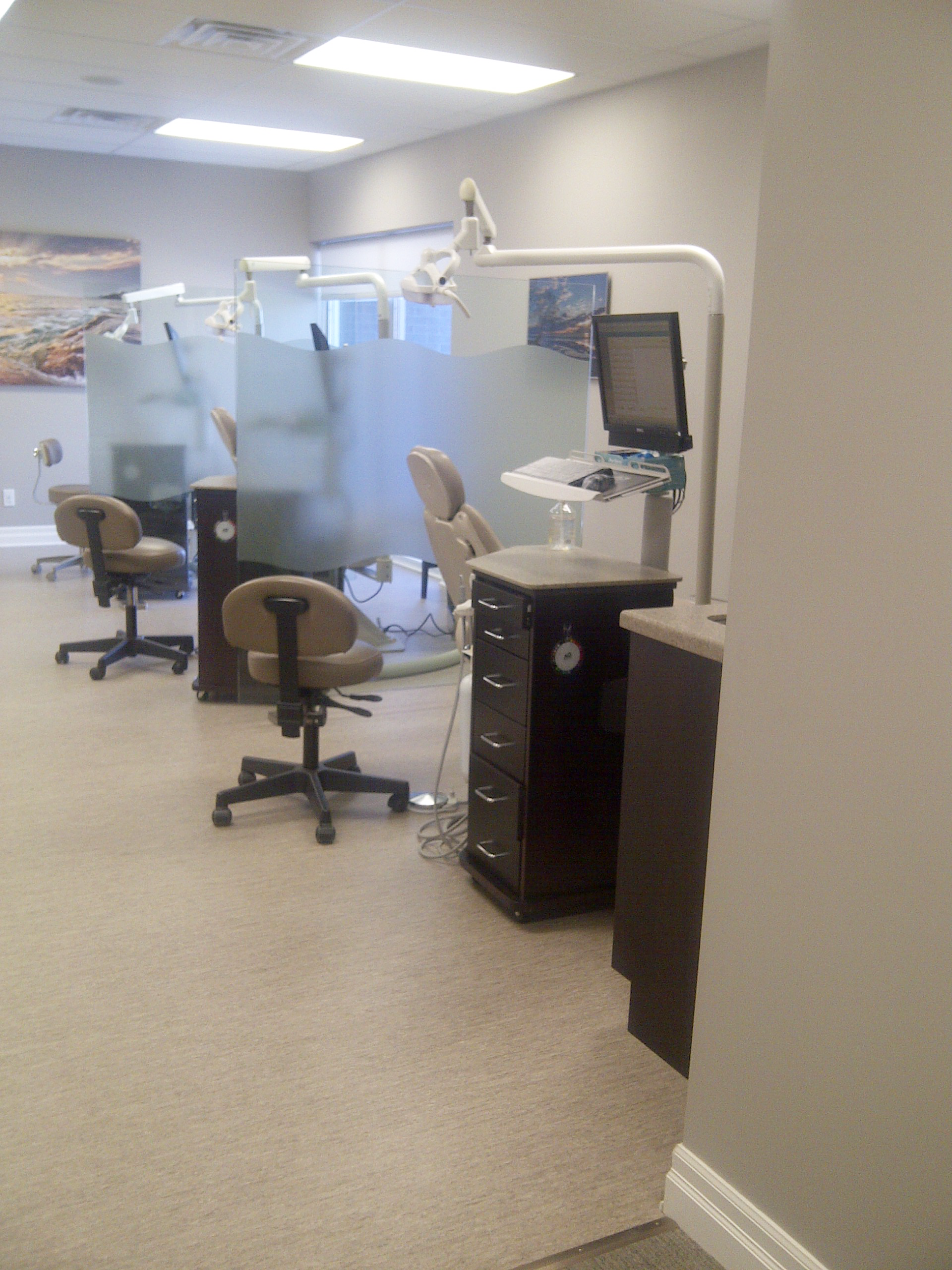 Commercial interior renovation with finished walls and flooring